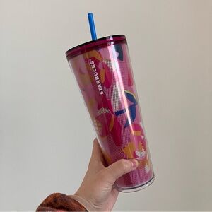 Starbucks 2023 Plaid Peony 24 oz venti cup